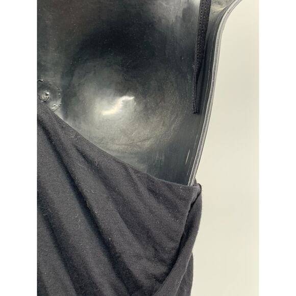 HELMUT LANG Women's Black Solid Asymmetrical Sleeves Side-Ruched Mini Dress SZ M - Picture 7 of 11